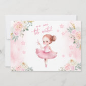 ピンクのバレリーナ誕生日の女の子の写真の招待 招待状 (裏面)