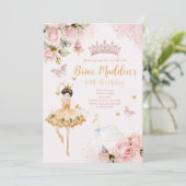 ピンクのバレリーナ フラワーバースデー招待状 招待状 (スタンド正面)