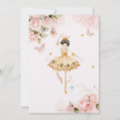 ピンクのバレリーナ フラワー バースデー インビテーション (裏面)