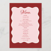 ピンクのバレンタインキス パーティー ブライダルシャワーパーティー メニュー (正面)