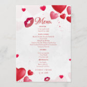ピンクのバレンタインキス パーティー ブライダルシャワーパーティー メニュー (正面)