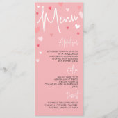 ピンクのバレンタインディナーパーティーまたはウェディングメニュー メニュー (正面)