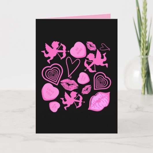 ピンクのバレンタインデーの模様 カード (正面)