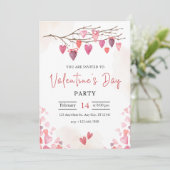 ピンクのバレンタインデーパーティーカード シーズンカード (スタンド正面)