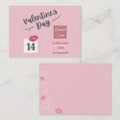 ピンクのバレンタインデーパーティー招待状 ノートカード (正面/裏面)