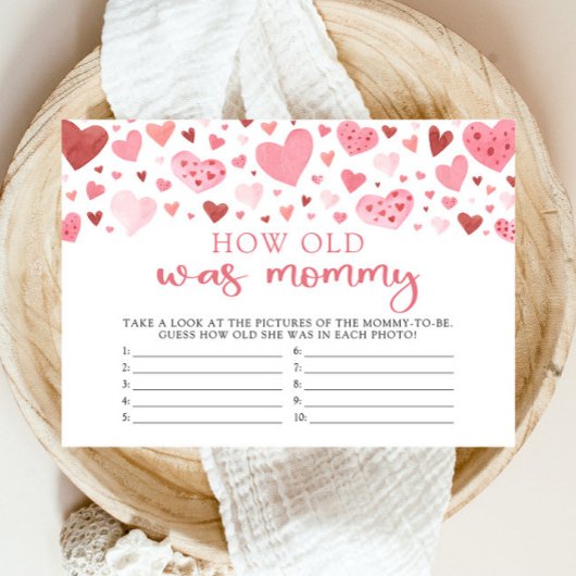 ピンクのバレンタインデー何歳のママ赤ちゃんシャワーゲーム 招待状