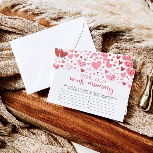 ピンクのバレンタインデー何歳のママ赤ちゃんシャワーゲーム 招待状