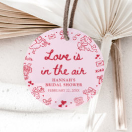 ピンクのバレンタインラブ  愛が漂う  ブライダルシャワー フェイバータグ