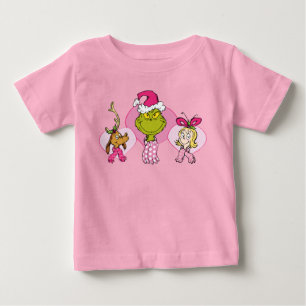 ピンクのバレンタイン肖像画のグリンチ・クルー ベビーTシャツ