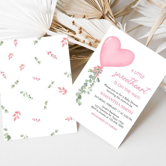 ピンクのバレンタ 招待状