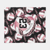 ピンクのバレーボールをガーリー使用したゼブラパーソナライズされたストライプ フリースブランケット (正面(横))