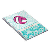 ピンクのバレーボール; ダマスク織パターン ノートブック (右側)