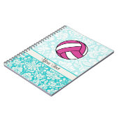 ピンクのバレーボール; ダマスク織パターン ノートブック (左側)