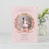 ピンクのバロックのフレームキッズバレエダンスリサイタル 招待状 (スタンド正面)
