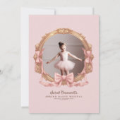 ピンクのバロックのフレームキッズバレエダンスリサイタル 招待状 (裏面)