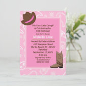 ピンクのバンダナカウガール誕生日パーティー 招待状 (スタンド正面)