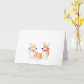 ピンクのバンダナカードを着た可愛いウェルシュ空白のコーギ カード (黄色い花)