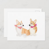 ピンクのバンダナポストカードを着た可愛いウェルシュコーギ ポストカード (正面/裏面)