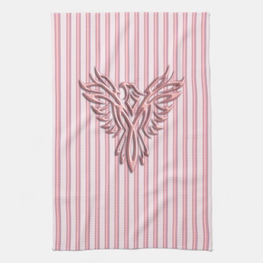 ピンクのバンドとピンクのフェニックスの上昇 キッチンタオル (縦)