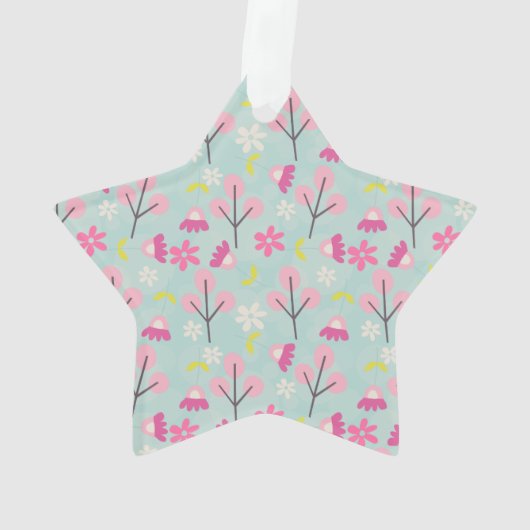 ピンクのバンニと花 オーナメント (裏面)