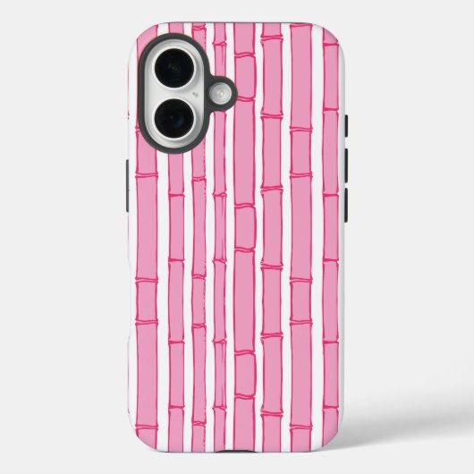 ピンクのバンブー柄ストライプ Case-Mate iPhoneケース (裏面)