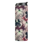 ピンクのバーガンディーな水色の花の熱タンブラー タンブラー (回転左)