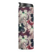 ピンクのバーガンディーな水色の花の熱タンブラー タンブラー (回転右)