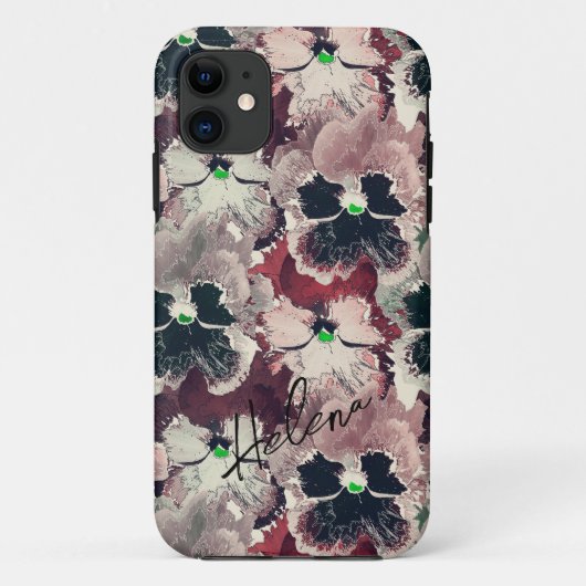 ピンクのバーガンディ水彩花Case-Mate iPhon Case-Mate iPhoneケース (裏面)