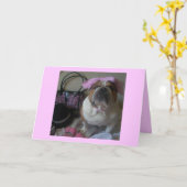 ピンクのバースデー・カードの英国のブルドッグ カード (黄色い花)