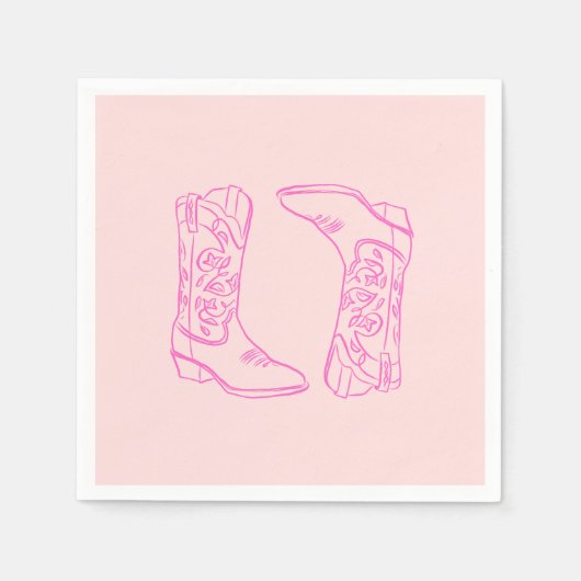 ピンクのバービー ブーツ カウガール ブライズゲット スタンダードカクテルナプキン (正面)