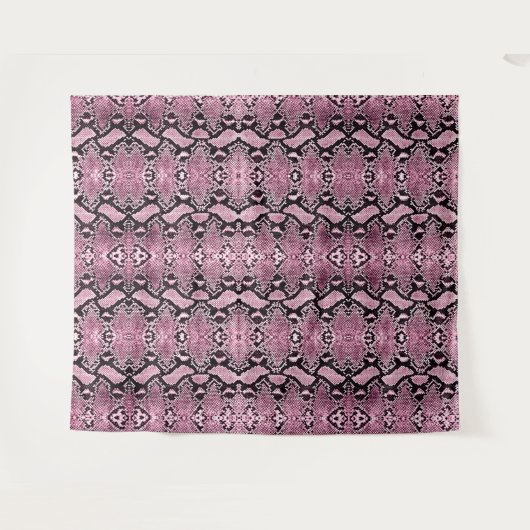 ピンクのパイソン蛇の皮の背景 タペストリー (正面(横))