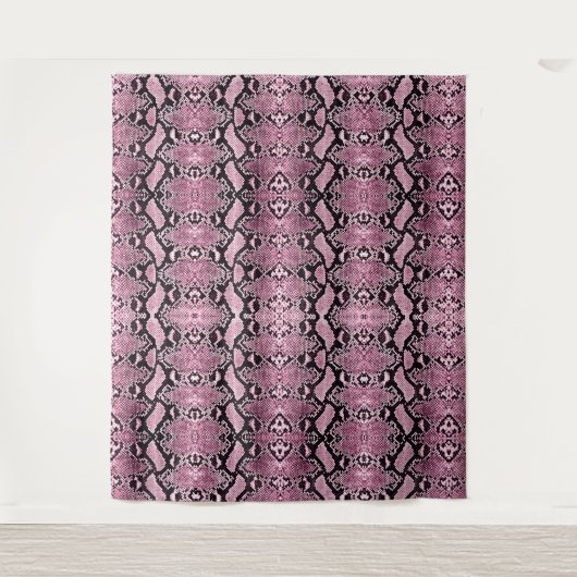 ピンクのパイソン蛇の皮の背景 タペストリー (正面)