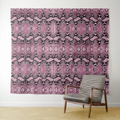 ピンクのパイソン蛇皮の背景 タペストリー (インサイチュ(横))