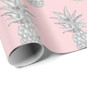 ピンクのパイナップルの熱帯パターン ラッピングペーパー (ロールコーナー)