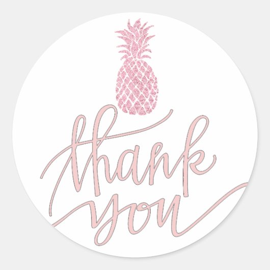 ピンクのパイナップル感謝していン ラウンドシール (正面)