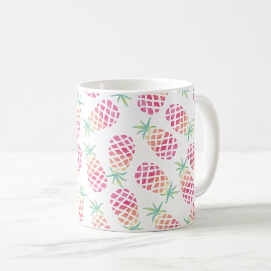 ピンクのパイナップル水色マグカップ コーヒーマグカップ (正面右)