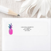 ピンクのパイナップル熱帯水色 ラベル (インサイチュ)