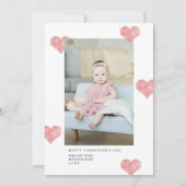 ピンクのパインターリーモダンハートバレンタインデーの写真 シーズンカード (正面)