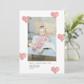 ピンクのパインターリーモダンハートバレンタインデーの写真 シーズンカード (スタンド正面)