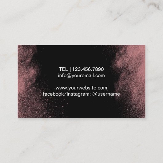 ピンクのパウダーでメイクアップアーティストブラシモダンサロン 名刺 (裏面)