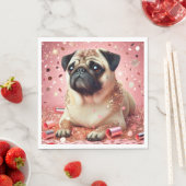 ピンクのパグのナプキン！ スタンダードランチョンナプキン (インサイチュ)