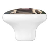 ピンクのパグの妖精。 セラミックノブ (側面)