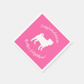 ピンクのパグシルエットパピーベビーシャワー スタンダードカクテルナプキン (角)