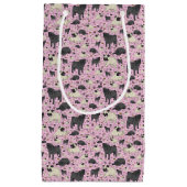 ピンクのパグ スモールペーパーバッグ (正面)