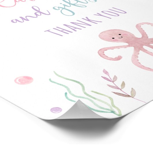 ピンクのパステルザシーギフトサイン誕生日 ポスター (角)