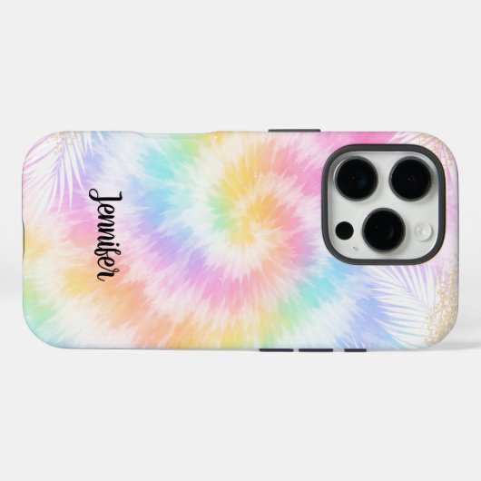 ピンクのパステルタイ染めガーリーちっく Case-Mate iPhoneケース (裏面 (横))