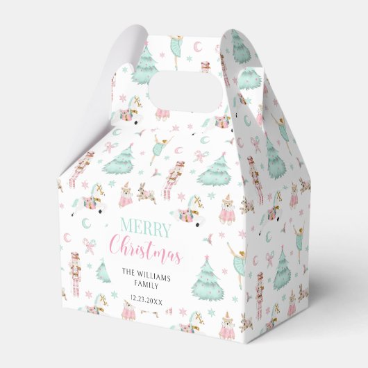 ピンクのパステルナツクラッカークリスマスキャンディのお気に入りボックス フェイバーボックス (正面サイド)