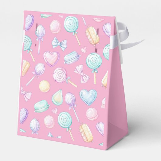 ピンクのパステルバルーンとハートのギフトボックス フェイバーボックス (裏面サイド)