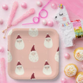 ピンクのパステルフェスティバル赤いクリスマス帽子サンタかわいい ペーパープレート (パーティー)