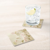 ピンクのパステルフラワーズ スクエアペーパーコースター (インサイチュ)